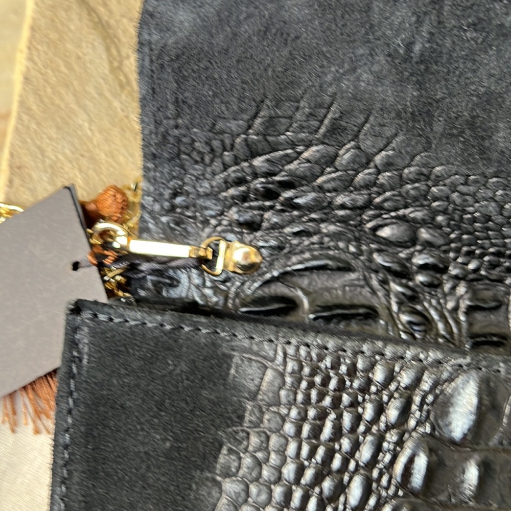 House Of Harlow 1960 Leather and Suede Alligator Clutch Crossbody - Picture 12 of 16
